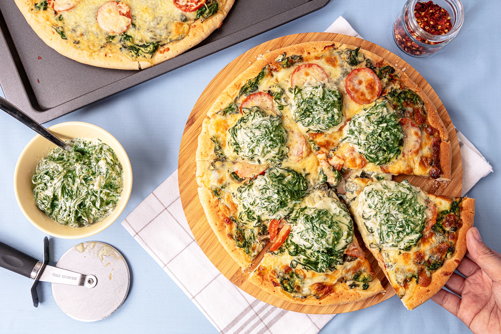 Creamy Spinach Pizza, Recipes